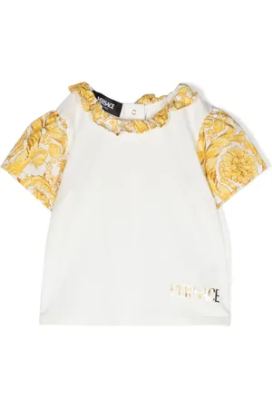VERSACE Barocco-print ruffle-collar T-shirt