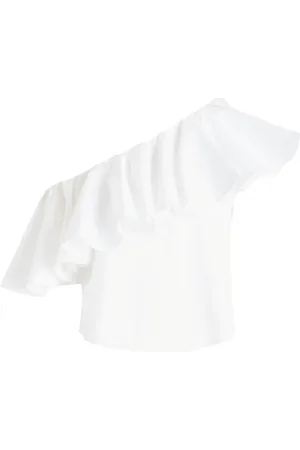 Giambattista Valli One-shoulder ruffle-trim blouse