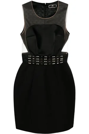 Elisabetta Franchi Tulle-panels crepe minidress