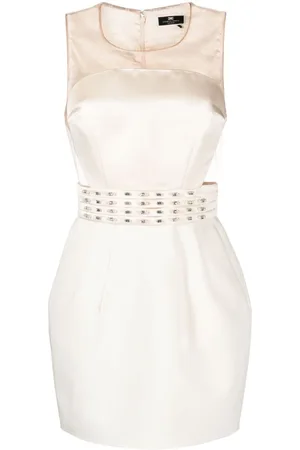 Elisabetta Franchi Tulle-panels crepe minidress