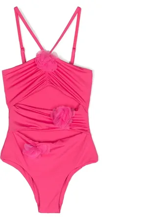 MONNALISA Floral-appliqu?? cut-out swimsuit