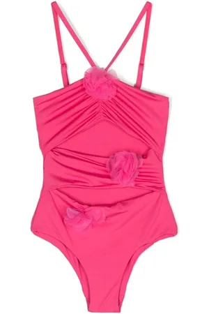 MONNALISA Floral-appliqué cut-out swimsuit