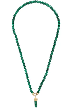 Sydney Evan 14kt yellow gold Eye malachite beaded necklace