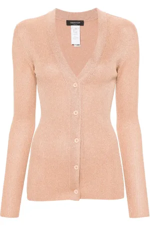 Fabiana Filippi Metallic-threading ribbed-knit cardigan