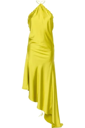 Saskia printed halter neck maxi dress in yellow - The Attico