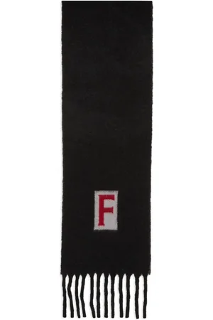 Salvatore Ferragamo Logo intarsia-knit fringed scarf