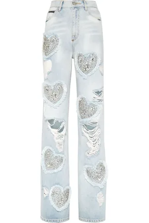 Philipp Plein Heart high-rise wide-leg jeans