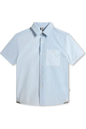 HUGO BOSS Stripe-print panelled cotton shirt