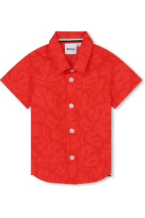 HUGO BOSS Leaf-print cotton shirt