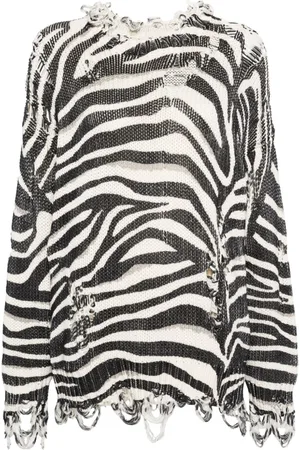 R13 Ripped zebra-print jumper