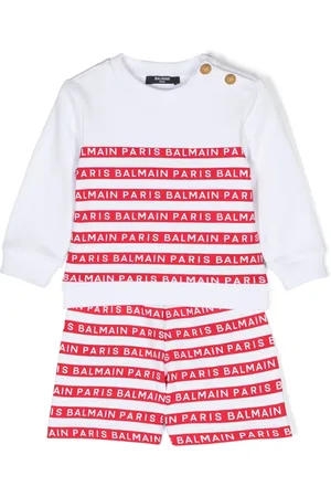 Balmain Logo-stripes cotton short set