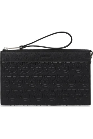 Salvatore Ferragamo Logo-embossed leather clutch bag
