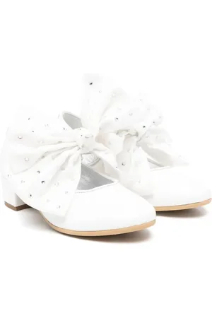 MONNALISA 35mm bow leather ballerina shoes