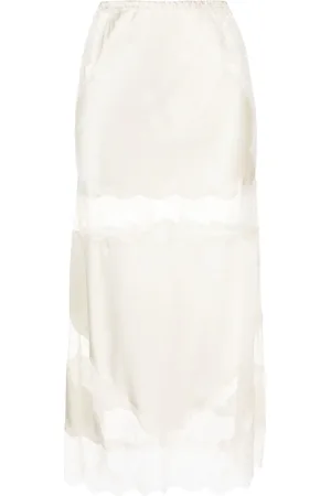 Cynthia Rowley Lace charmeuse midi skirt