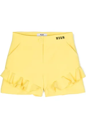 Msgm Ruffle-detail embroidered-logo shorts
