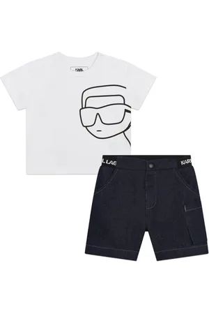 Karl Lagerfeld Logo-waistband organic-cotton shorts