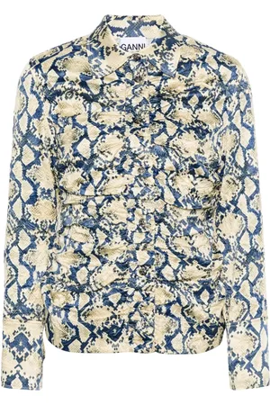 Ganni Snake-print satin shirt