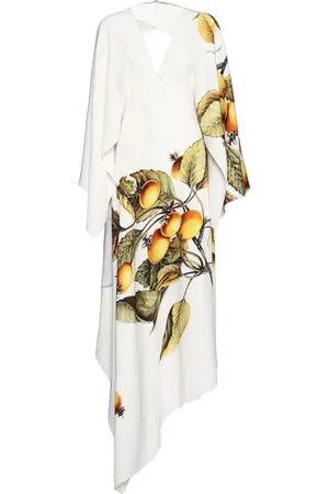 Salvatore Ferragamo Asymmetric botanical-print midi dress