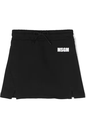 Msgm Logo-print cotton skirt