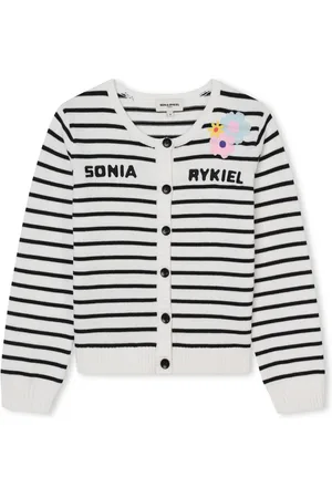 Sonia Rykiel Enfant Striped logo-print knitted cardigan