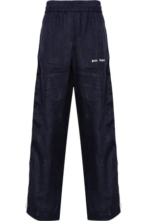 Palm Angels Logo-print linen track pants