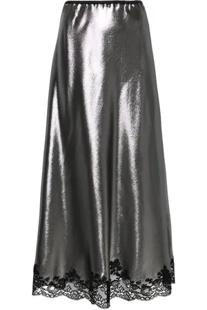 CARINE GILSON Lace-trim lurex maxi skirt