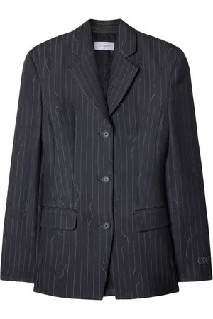 OFF-WHITE Pinstripe-pattern virgin wool-blend blazer