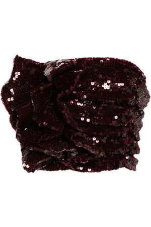 ROTATE Sequined ruched cropped top
