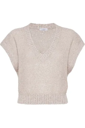 Brunello Cucinelli Sequin short-sleeve knitted top