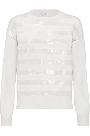 Brunello Cucinelli Striped sequin cashmere jumper