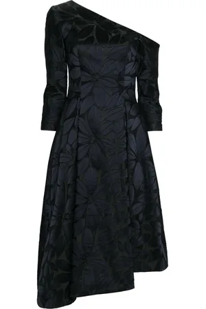TALBOT RUNHOF Floral-appliqué satin midi dress