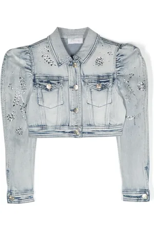 MONNALISA Crystal-embellished denim jacket