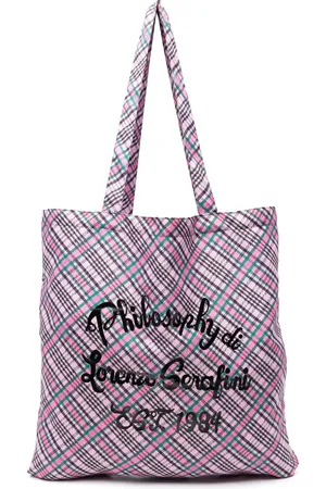 Serafini Logo-print check beach bag