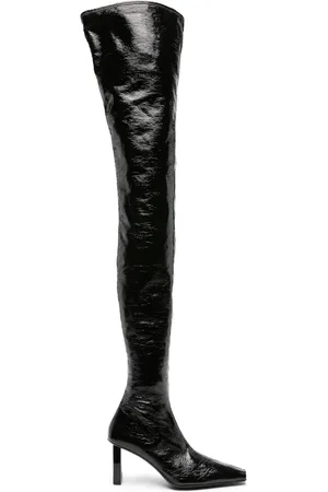 Courrèges 85mm high-shine thigh-length boots