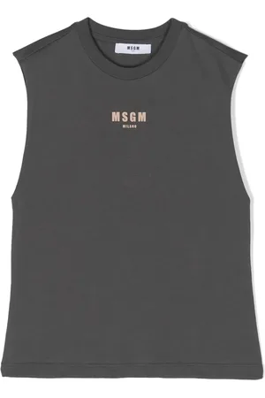 Msgm Printed sleeveless cotton T-shirt