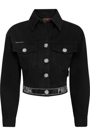 Philipp Plein Crystal cropped denim jacket
