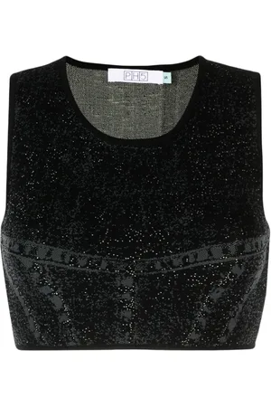 PH5 Lillian denim-print crop top