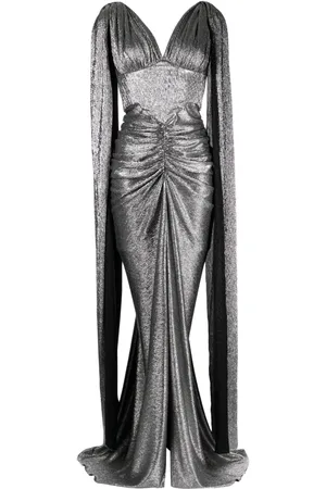 RHEA COSTA Sari metallic crepe dress