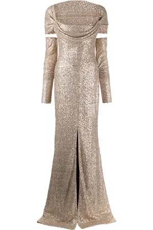 RHEA COSTA Maha sequin long dress