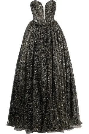 RHEA COSTA Cassiopea glitter tulle bodice dress