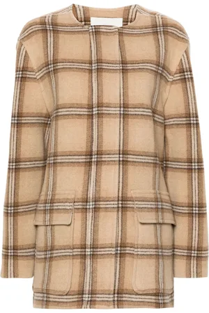 Isabel Marant Efelia plaid-check felt coat
