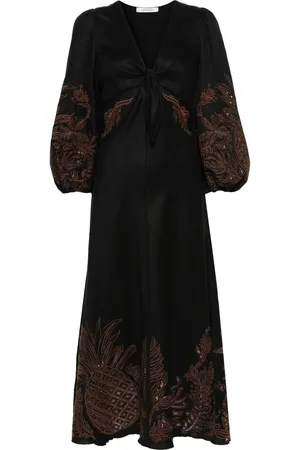 Dorothee Schumacher Pineapple embroidery linen midi-dress