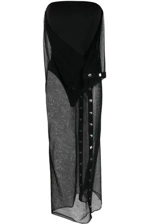 The Attico Mesh-overlay strapless dress