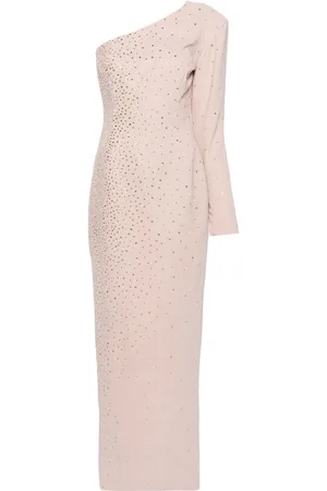 JEAN-LOUIS SABAJI Rhinestone-embellished one-shoulder gown