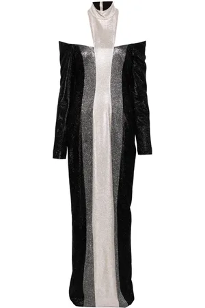 JEAN-LOUIS SABAJI Glitter-embellished halterneck gown