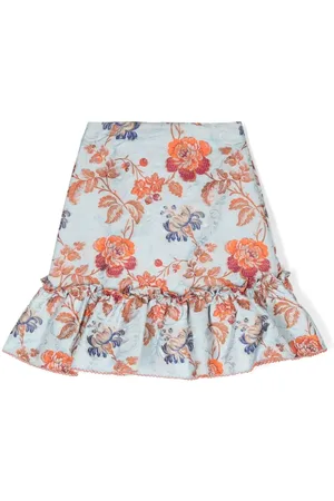 Etro Floral-embroidered ruffled skirt