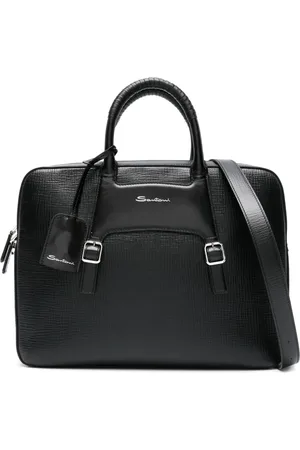 santoni Panelled leather briefcase