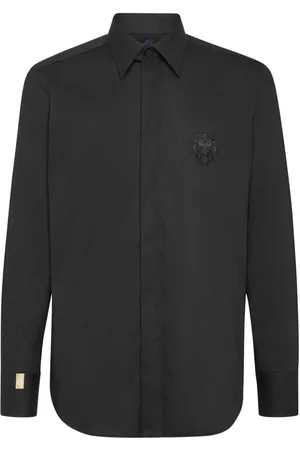 BILLIONAIRE Logo-embroidered poplin shirt
