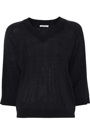 PESERICO SIGN Side-stripe V-neck top