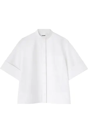 Jil Sander Band-collar cotton-poplin shirt
